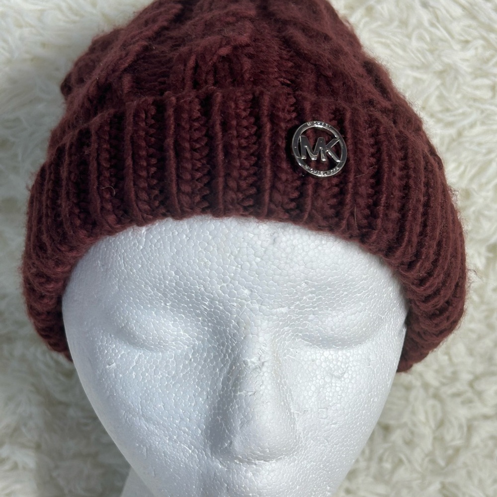 Michael Kors Maroon Knit Hat with Logo